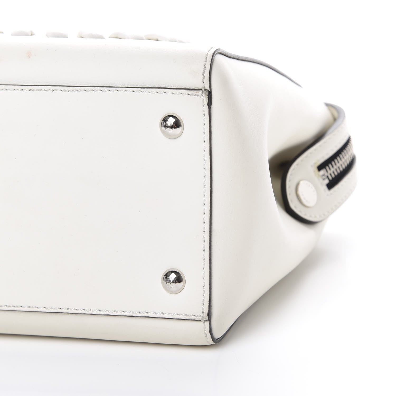 Fendi Vitello Baltico Dolce Shiny Nappa Lace Up DotCom Satchel White Parrot 11 of 16