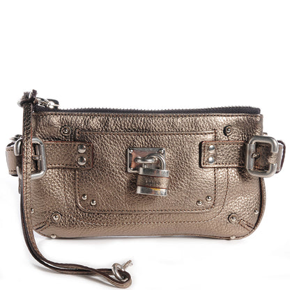 Chloe Leather Paddington Clutch Gold 1 of 9