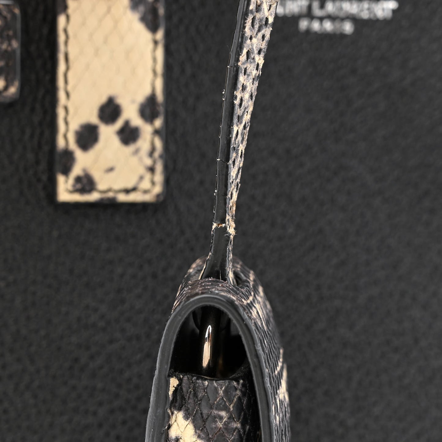 Grained Calfskin Python Embossed Nano Sac De Jour Black