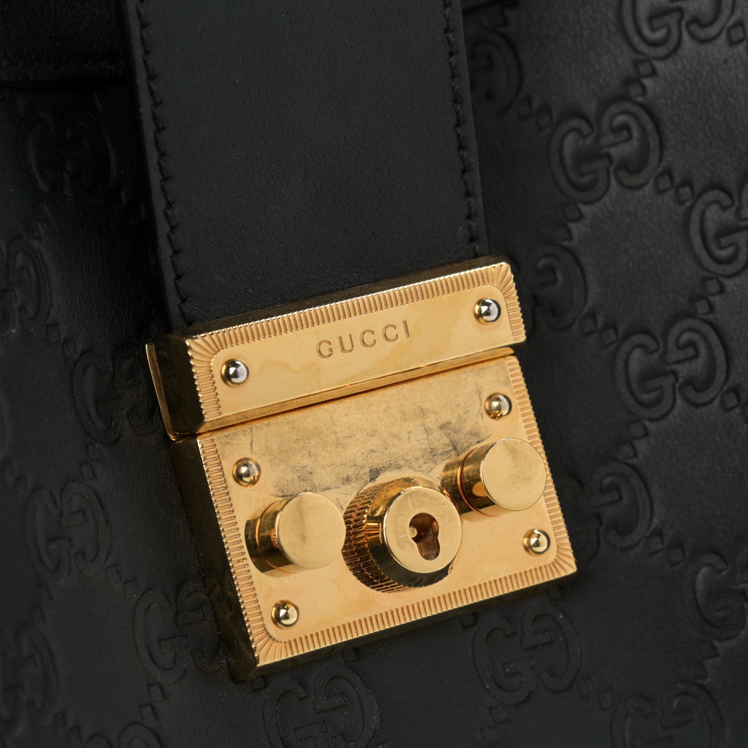 Gucci Guccissima Medium Padlock Tote Black 12 of 14