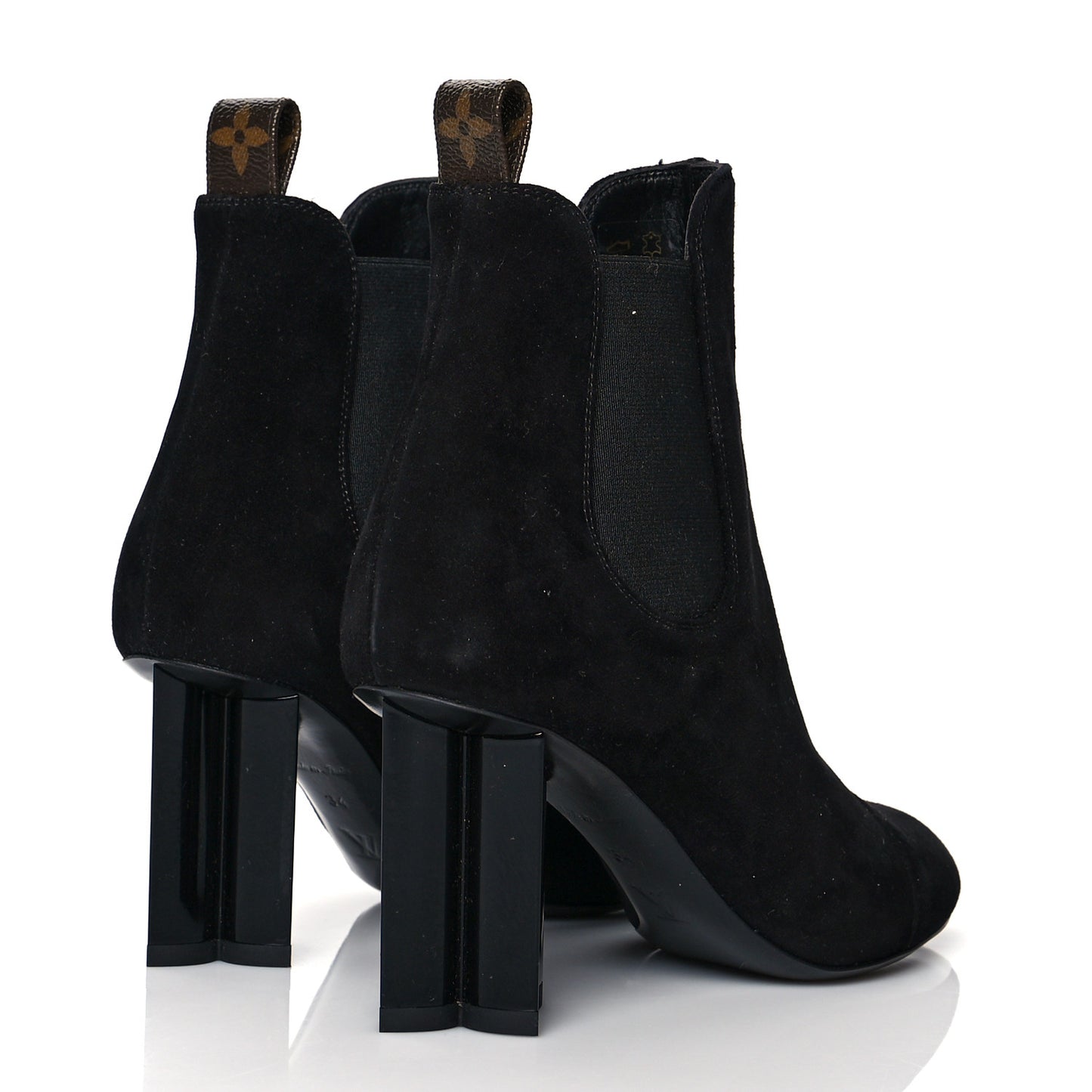 Suede Monogram Uniformes Cap Toe Chelsea 80mm Ankle Boots 34 Black