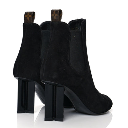 Louis Vuitton Suede Monogram Uniformes Cap Toe Chelsea 80mm Ankle Boots 34 Black 4 of 8