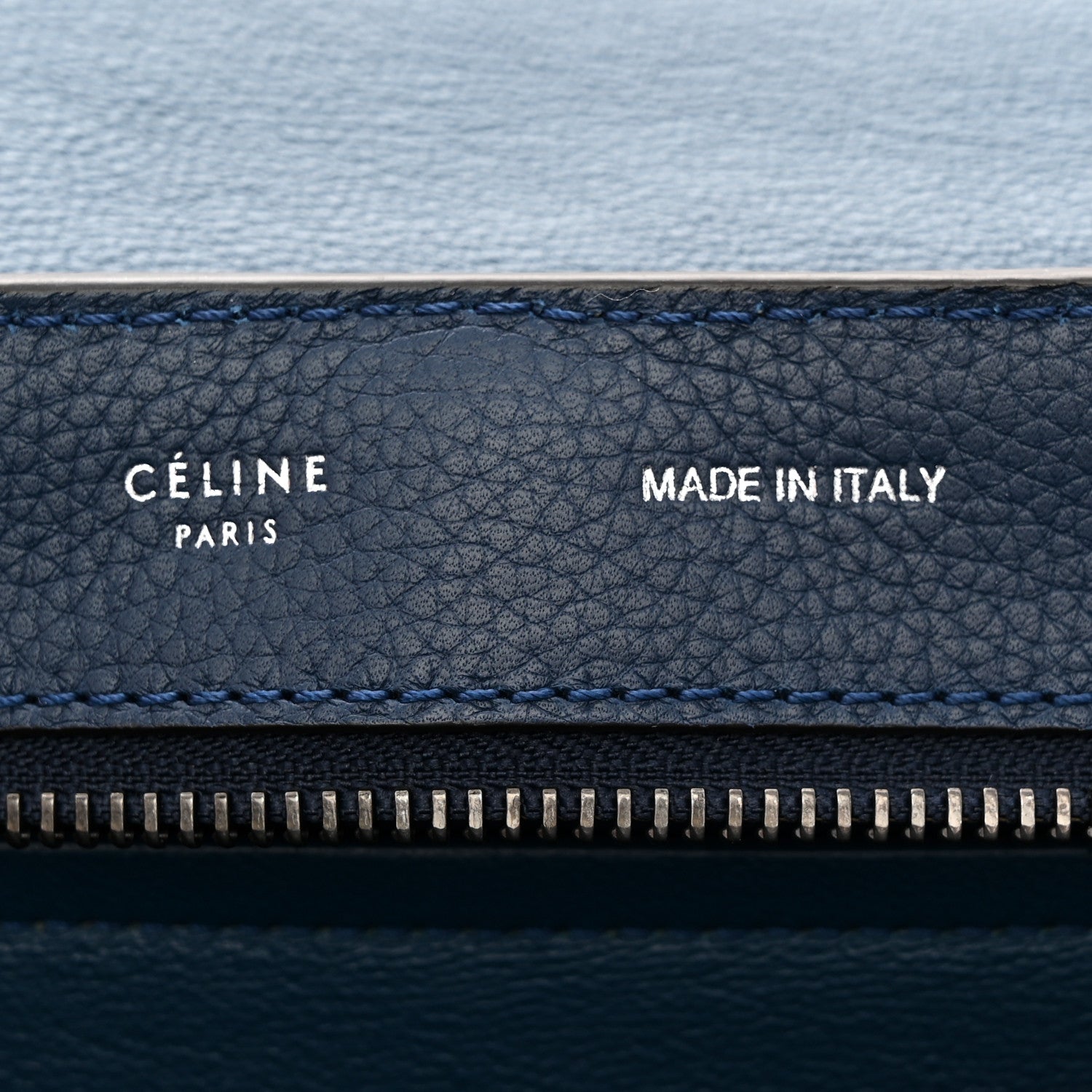 Celine Drummed Calfskin Suede Small Trapeze Indigo 6 of 10