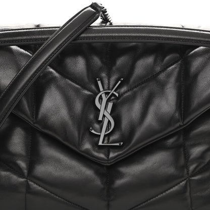 Saint Laurent Lambskin Quilted Medium Loulou Puffer Monogram Chain Satchel Black 8 of 10