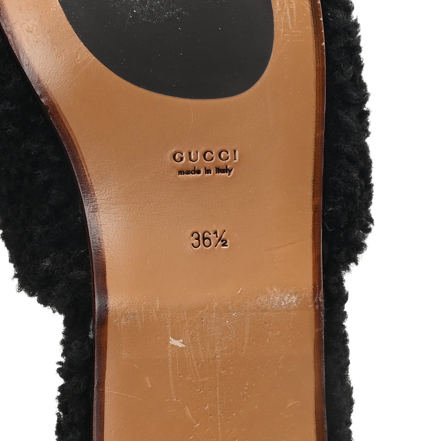 Faux Shearling Interlocking G Womens Eileen Slippers 36.5 Butterscotch Black