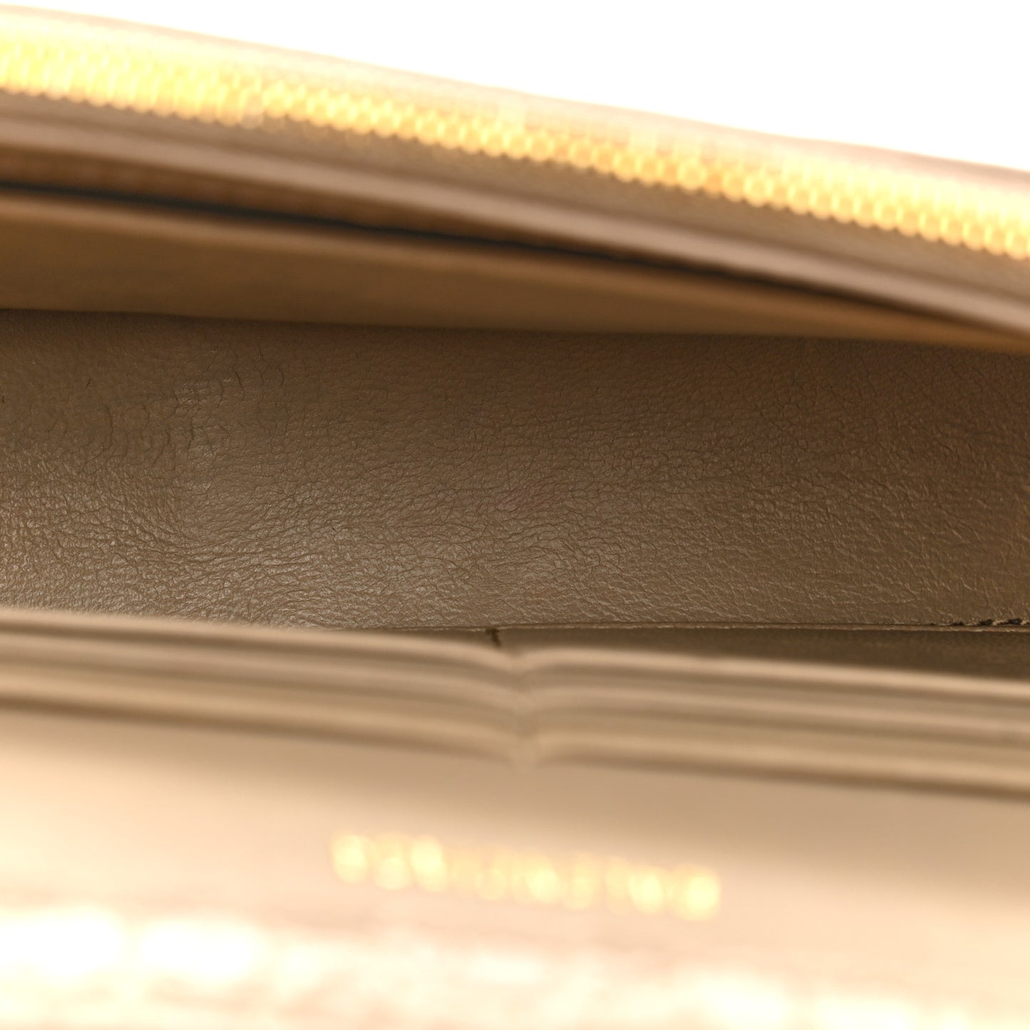 Shiny Calfskin Crocodile Embossed Hourglass Chain Bag Dark Beige