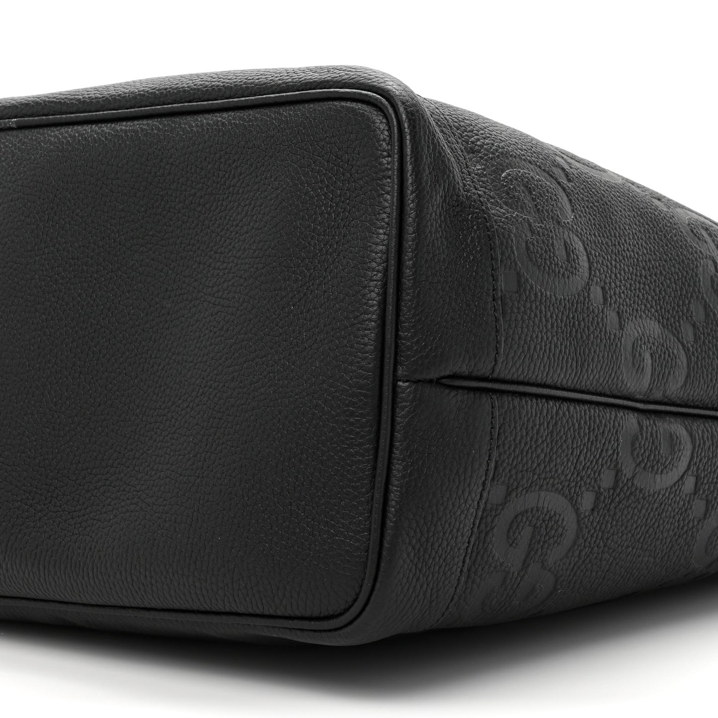 Monogram Jumbo GG Calfskin Web Large Shopping Tote Black