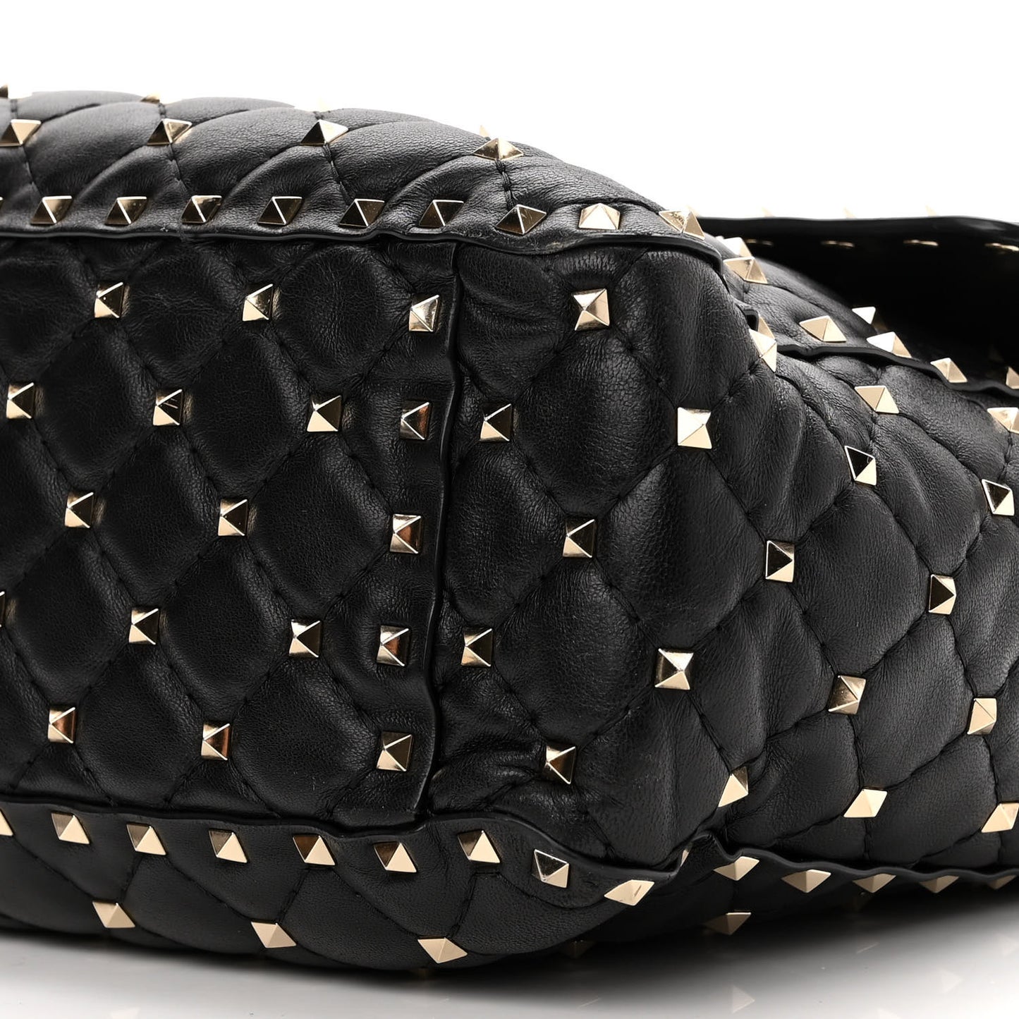 Lambskin Maxi Rockstud Spike Shoulder Bag Black