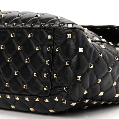 Valentino Garavani Lambskin Maxi Rockstud Spike Shoulder Bag Black 8 of 10