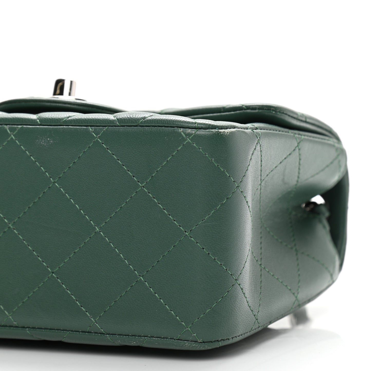 Lambskin Quilted Mini Square Flap Green