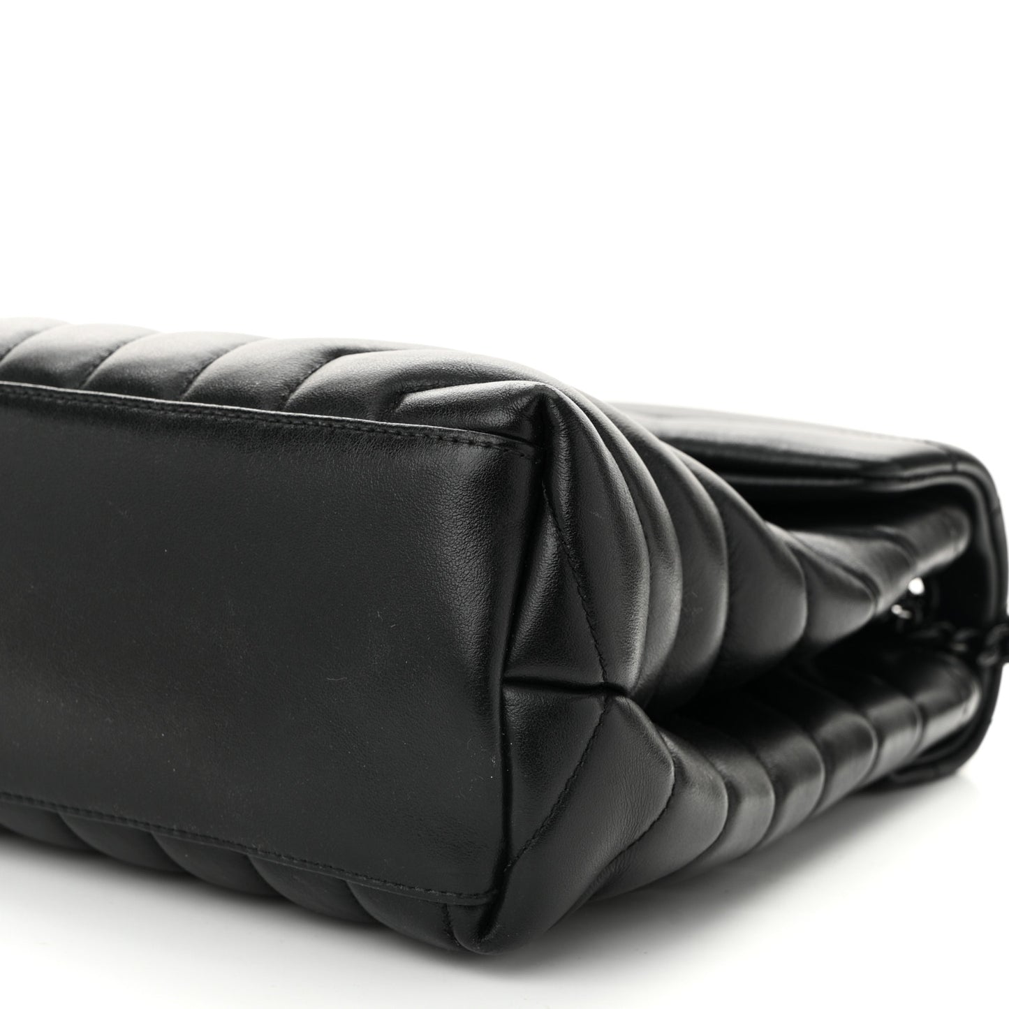Calfskin Y Quilted Monogram Monochrome Medium Loulou Chain Satchel Black
