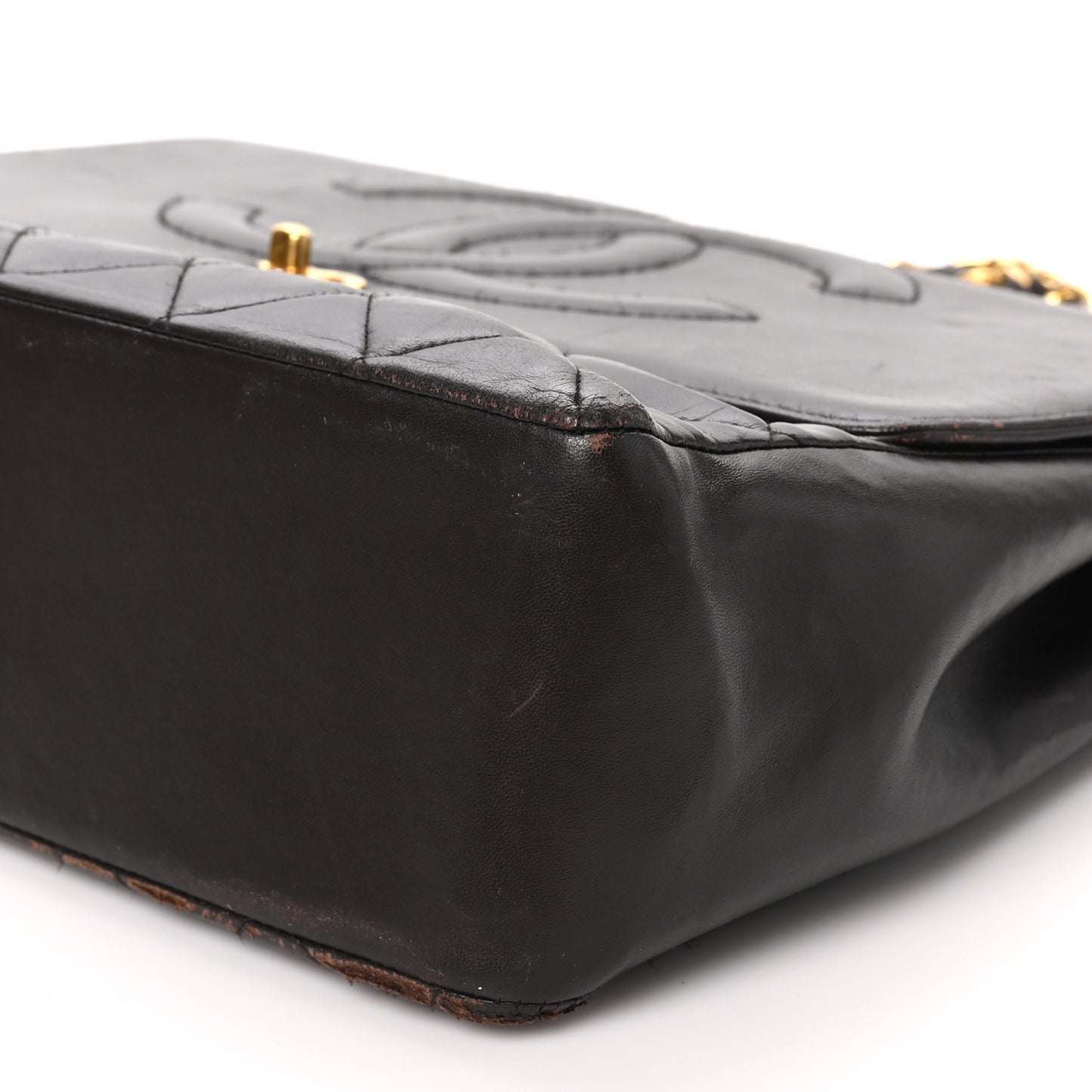 Lambskin Quilted CC Maxi Jumbo Single Flap Brown