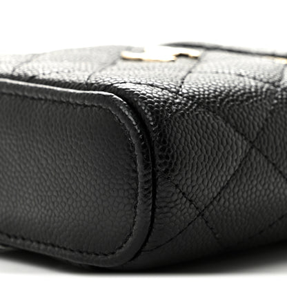 Chanel Caviar Quilted Small Handle With Care Vanity Case With Chain Black 10 of 11