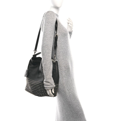 Burberry Calfskin Studded Medium Susanna Hobo Black 2 of 9