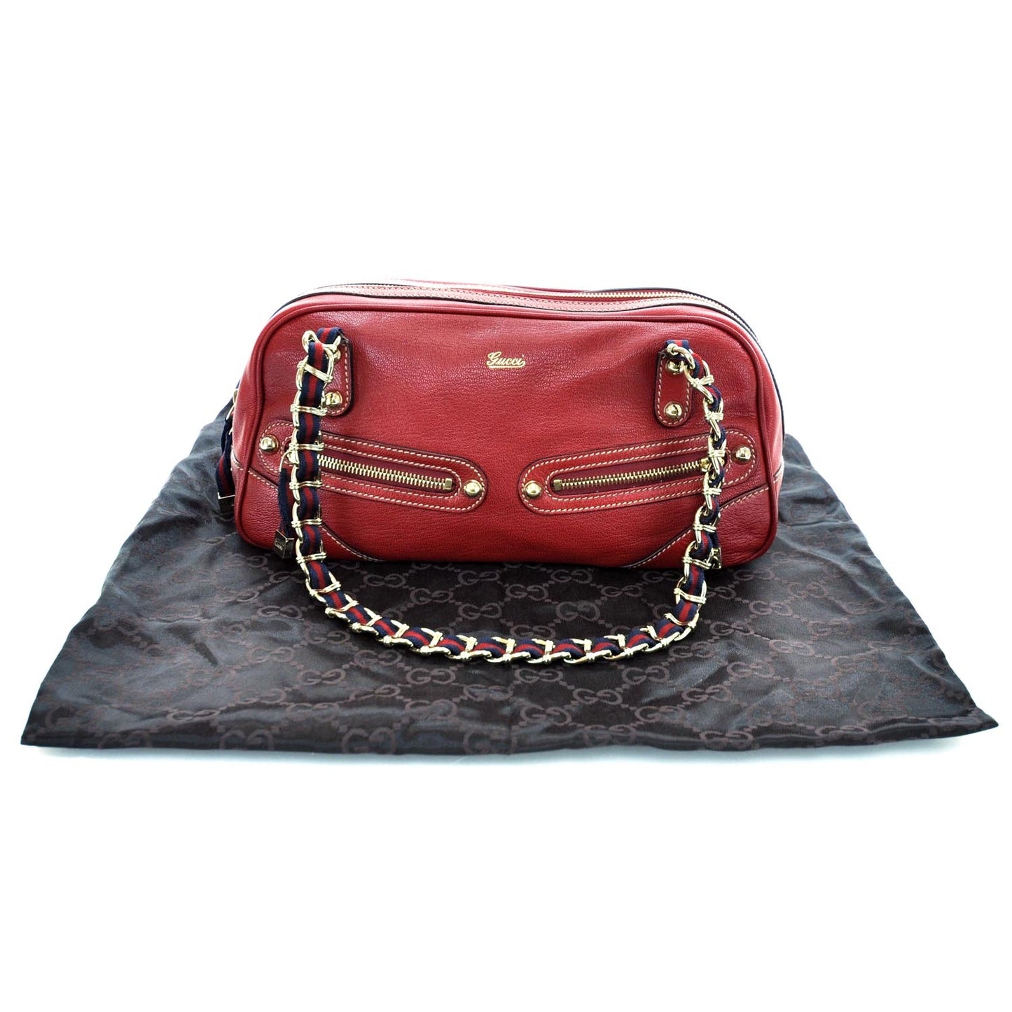 Leather Capri Small Bowler Red