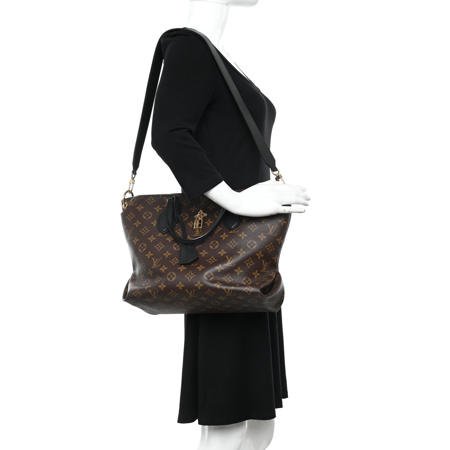 Louis Vuitton Monogram Flower Zipped Tote MM Black 2 of 10