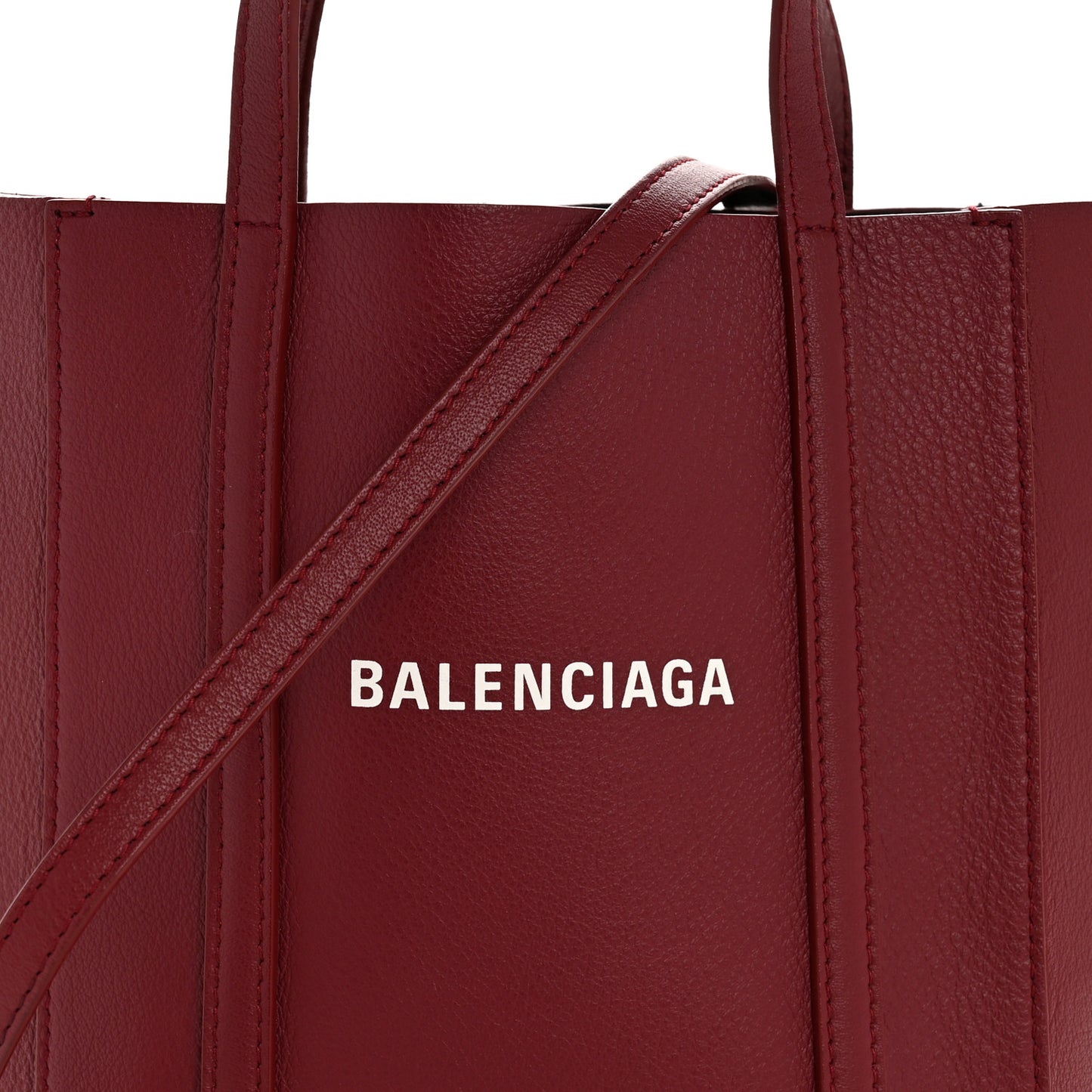 Smooth Calfskin Logo XXS Everyday Tote Dark Red White