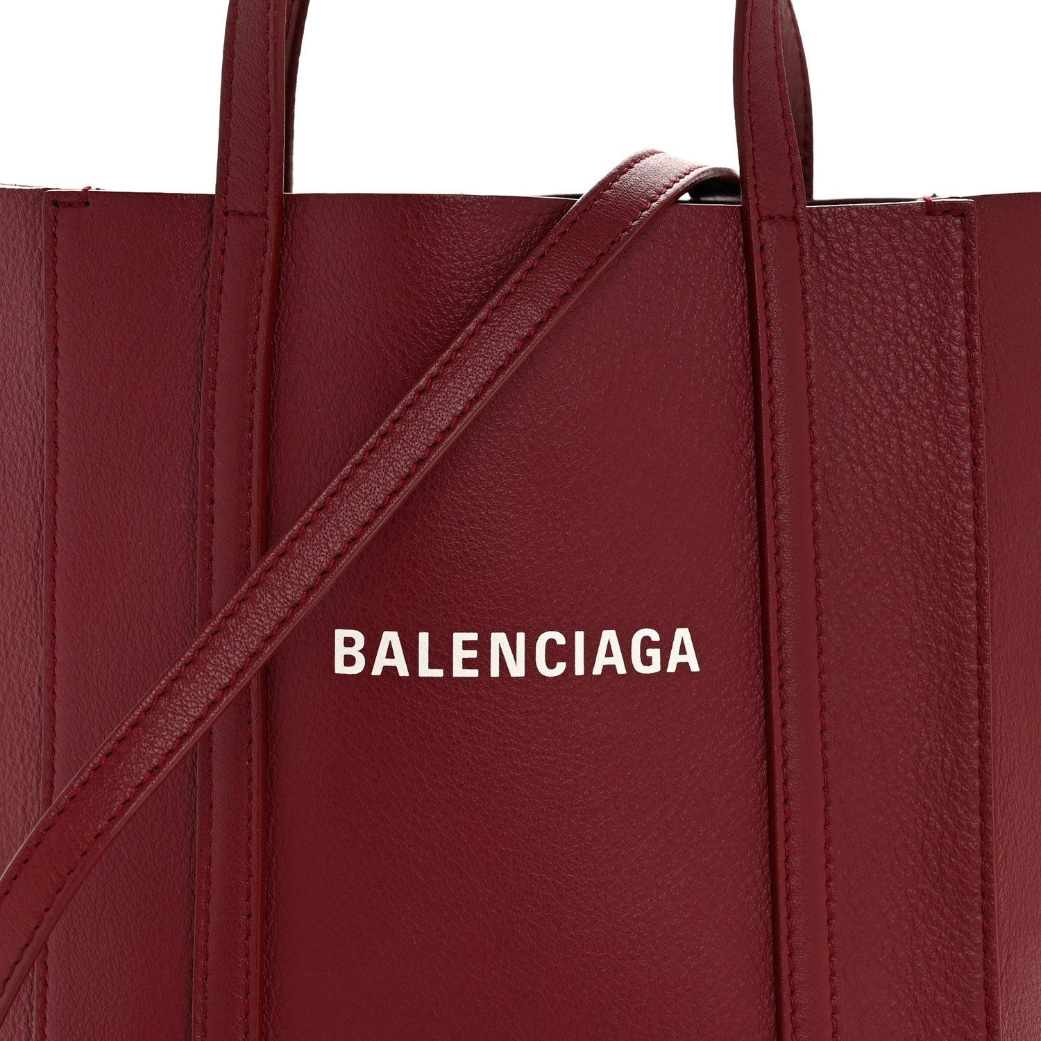 Balenciaga Smooth Calfskin Logo XXS Everyday Tote Dark Red White 8 of 10