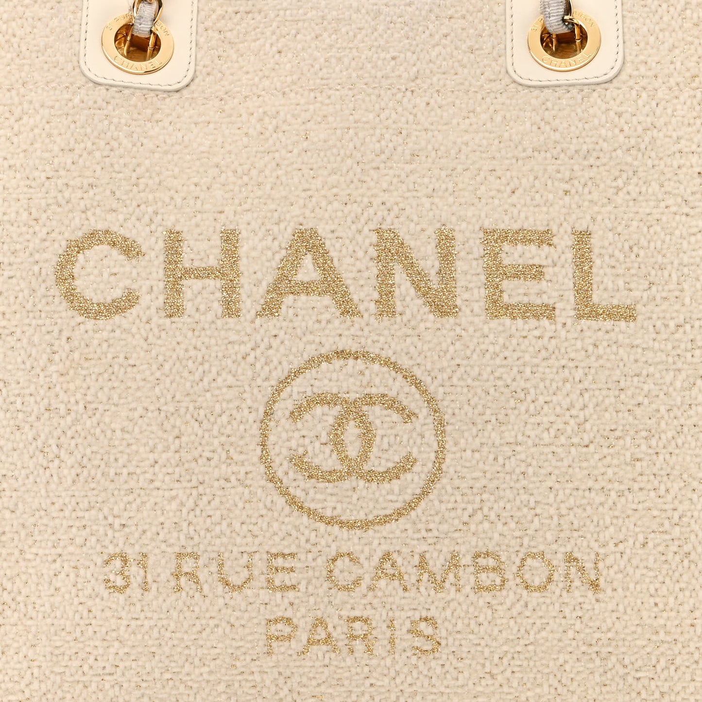 Lurex Boucle Small Deauville Tote Ivory