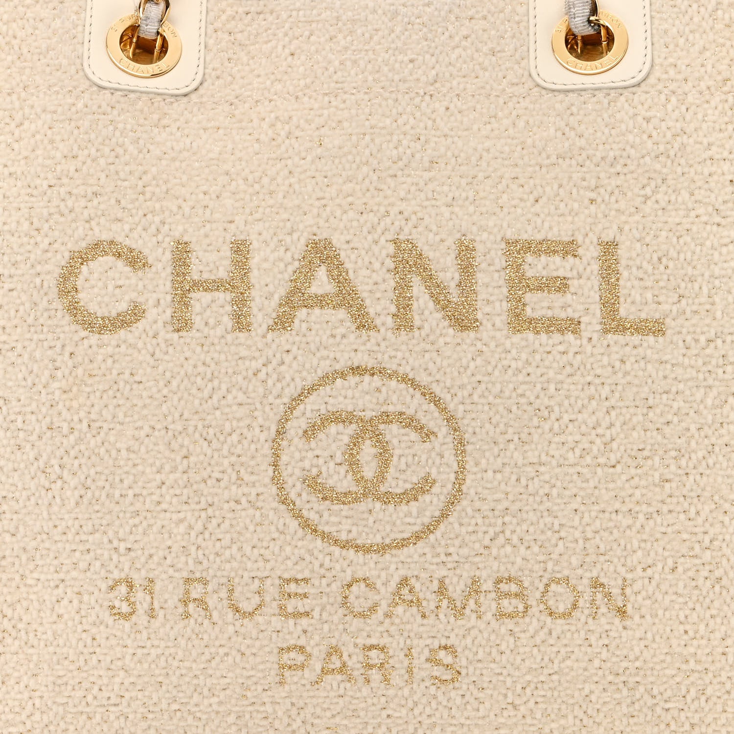 Chanel Lurex Boucle Small Deauville Tote Ivory 8 of 14