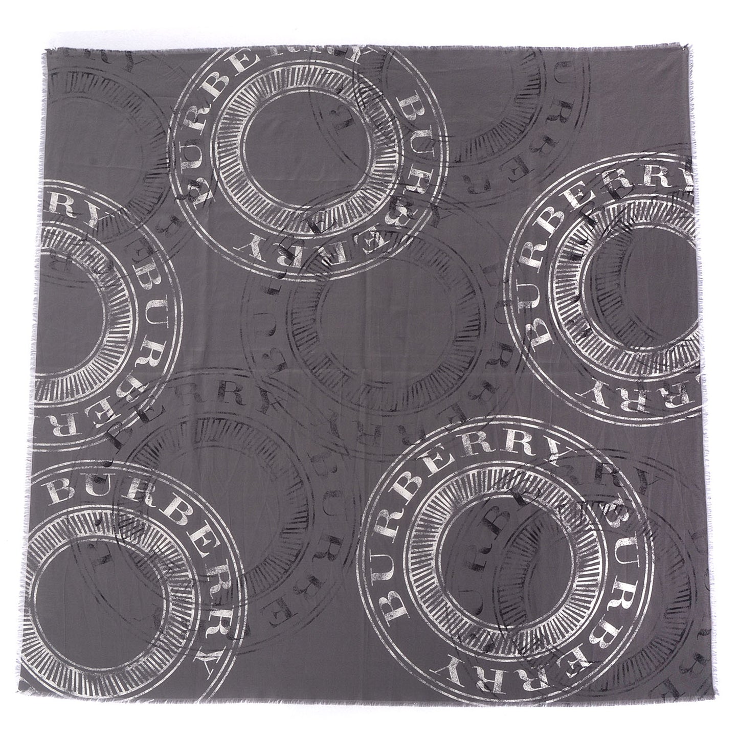 Silk Stamp Printed Scarf Grey