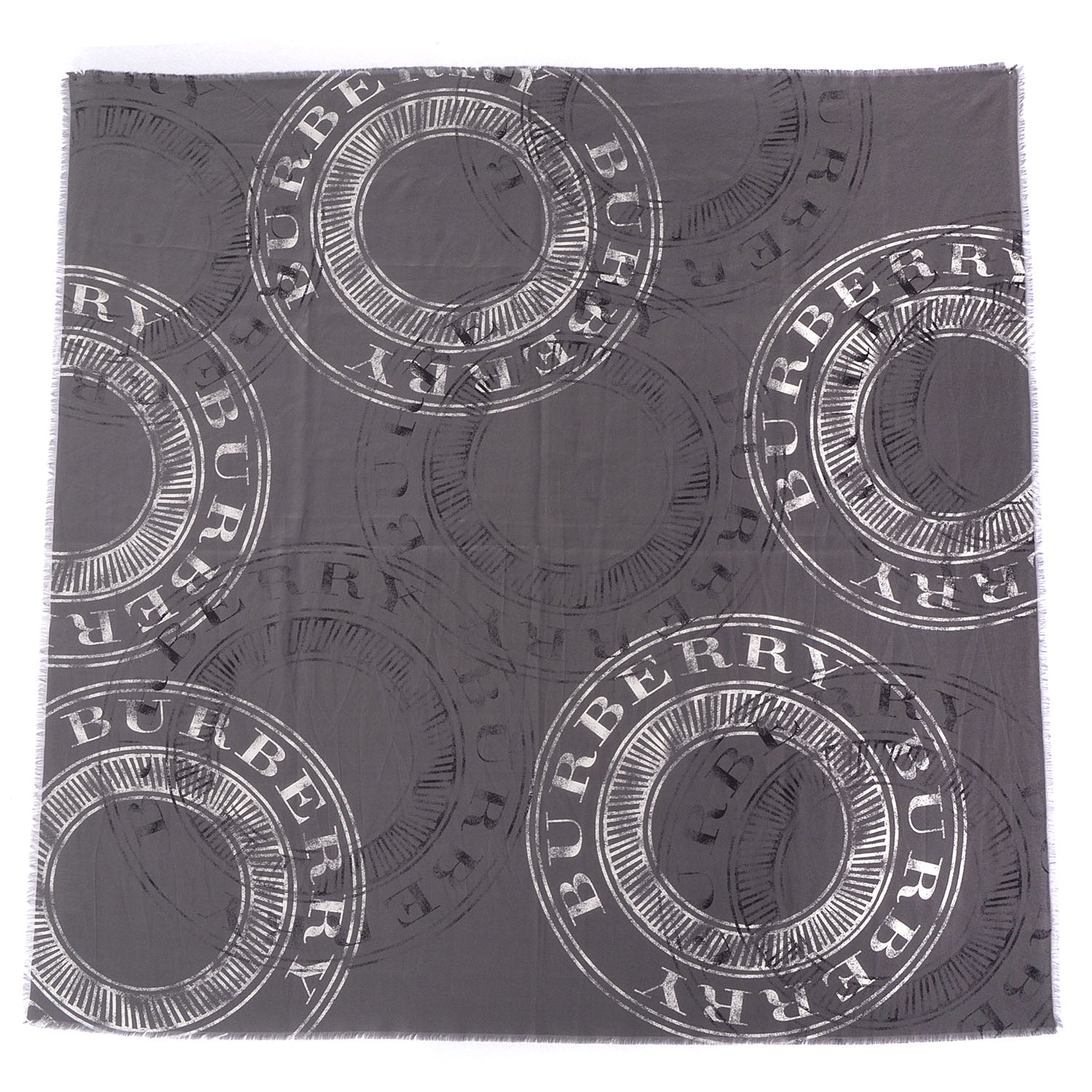 Burberry Silk Stamp Printed Scarf Grey 3 of 4