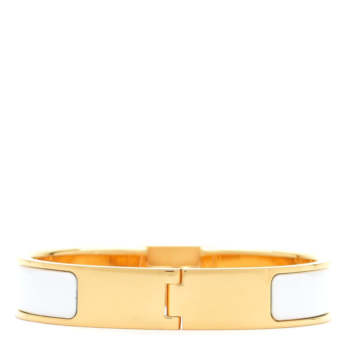Enamel Narrow Clic Cadenas Bracelet PM White