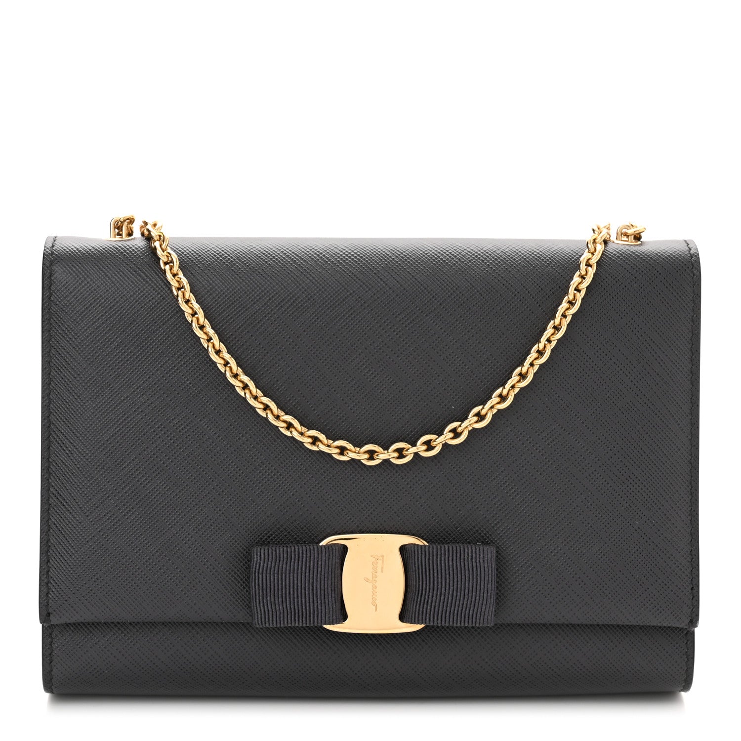 Salvatore Ferragamo Printed Calfskin Ginny Shoulder Bag Dark Grey 1 of 9