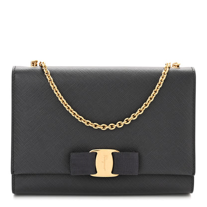 Salvatore Ferragamo Printed Calfskin Ginny Shoulder Bag Dark Grey 1 of 9
