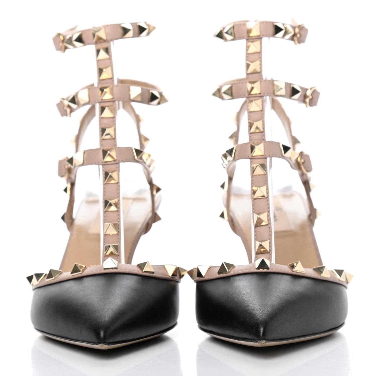 Valentino Garavani Calfskin Nappa Rockstud Ankle Strap 65mm Pumps 38 Black Poudre 2 of 9