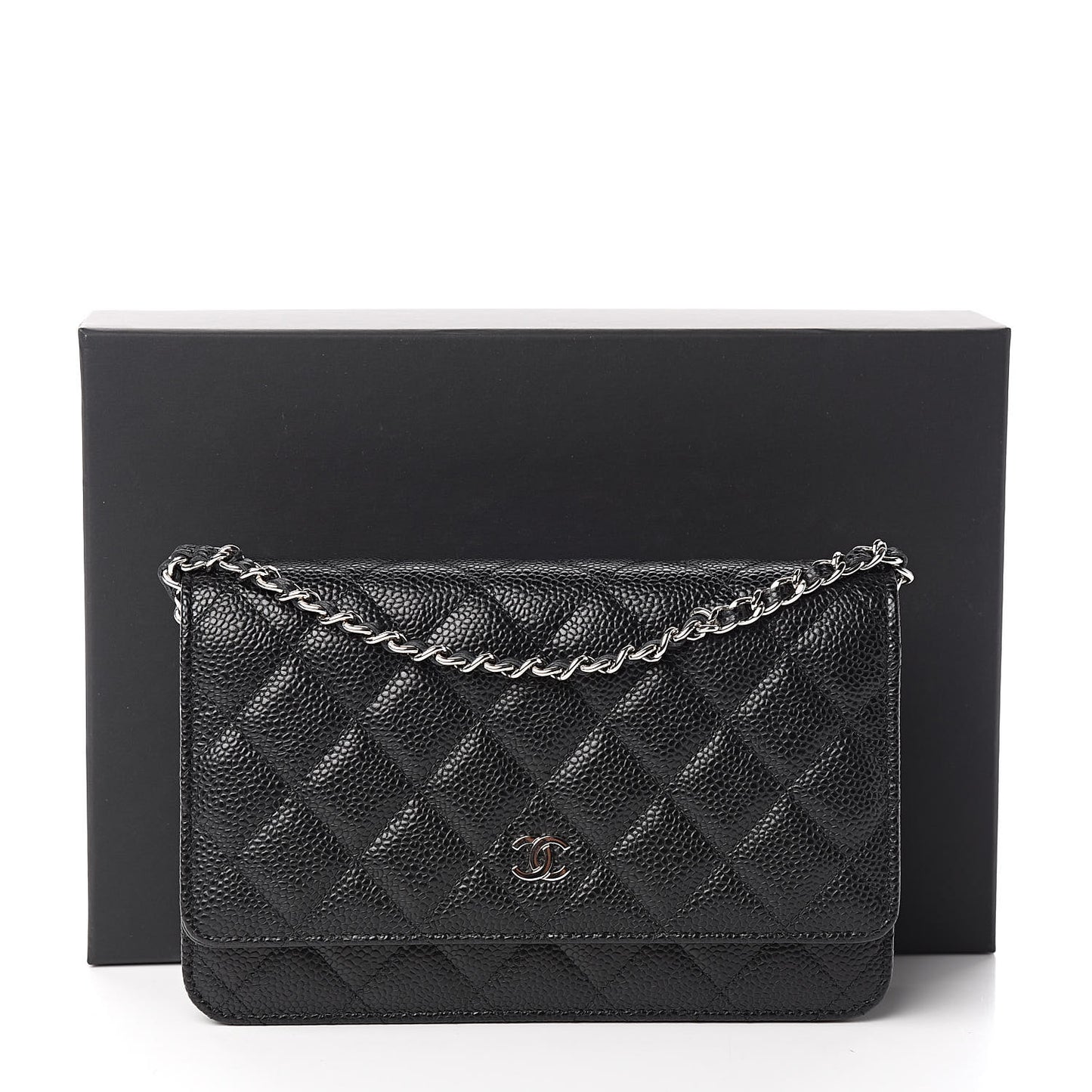 Caviar Quilted Wallet On Chain WOC Black