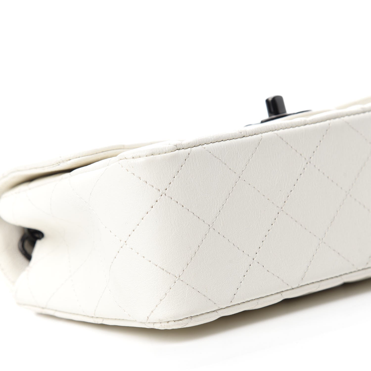 Chanel Crumpled Calfskin Quilted Mini Rectangular Flap White 6 of 11