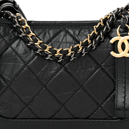 Chanel Aged Calfskin Quilted Small Gabrielle Hobo Black 8 of 12