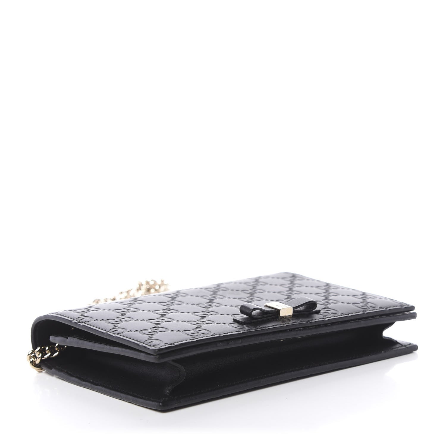 Gucci Guccissima Signature Bowy Chain Wallet Black 4 of 16