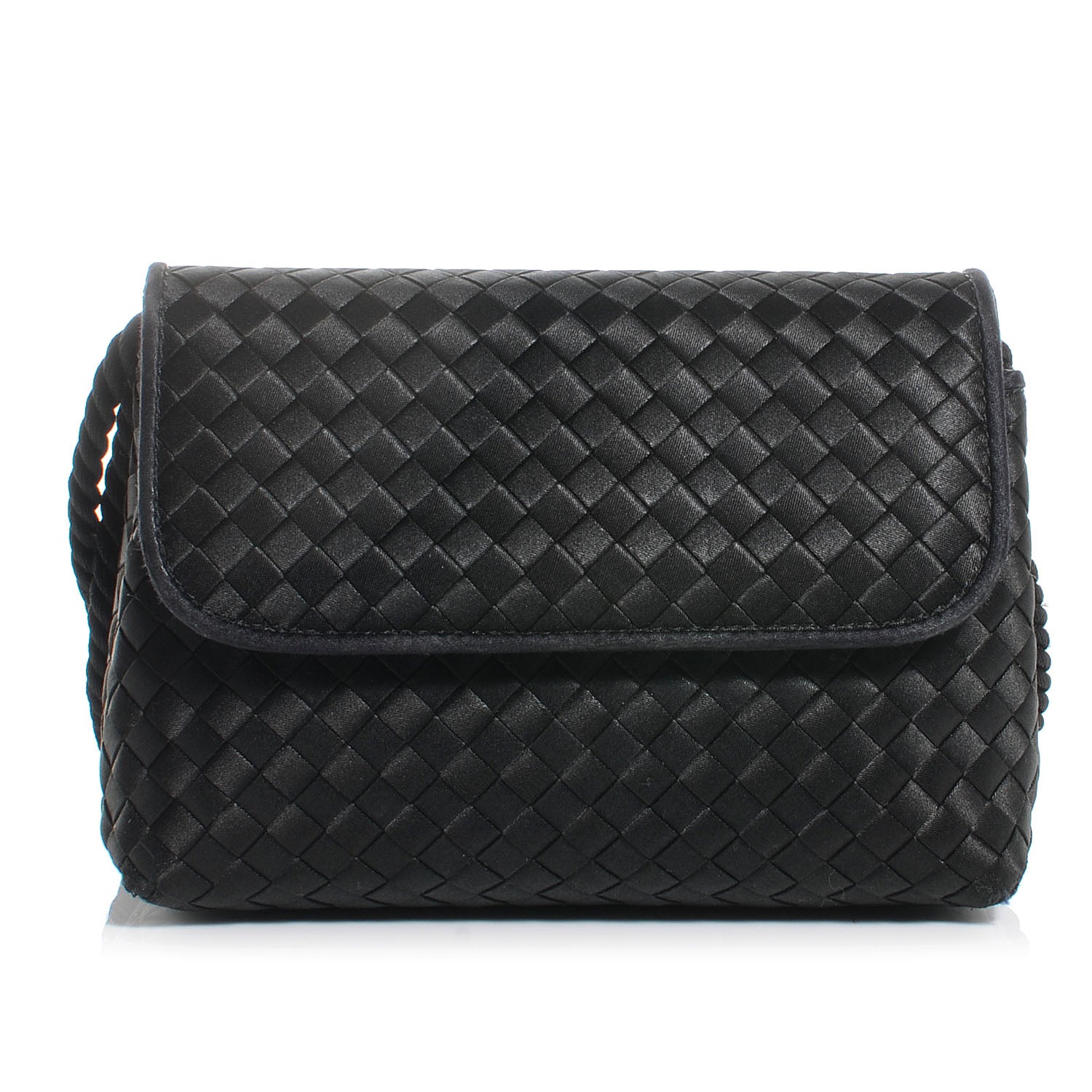 Bottega Veneta Vintage Woven Satin Evening Bag Black 1 of 6