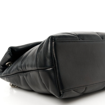 Saint Laurent Lambskin Quilted Medium Loulou Puffer Monogram Chain Satchel Black 10 of 11