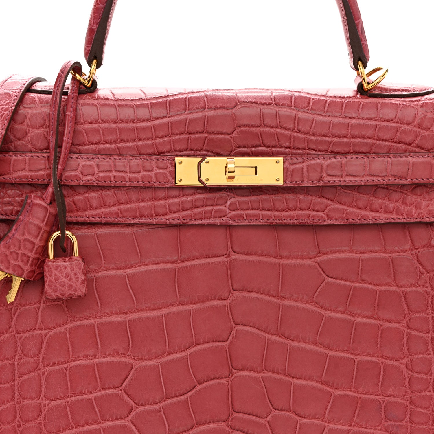 Hermes Matte Alligator Kelly Retourne 35 Rose De Bois 8 of 17