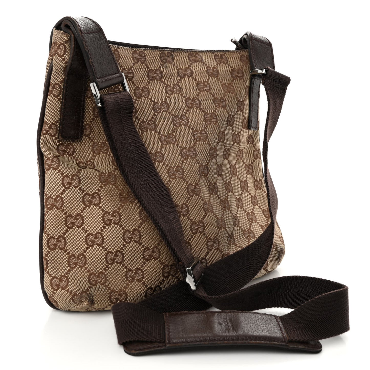 Monogram Flat Messenger Bag Dark Brown