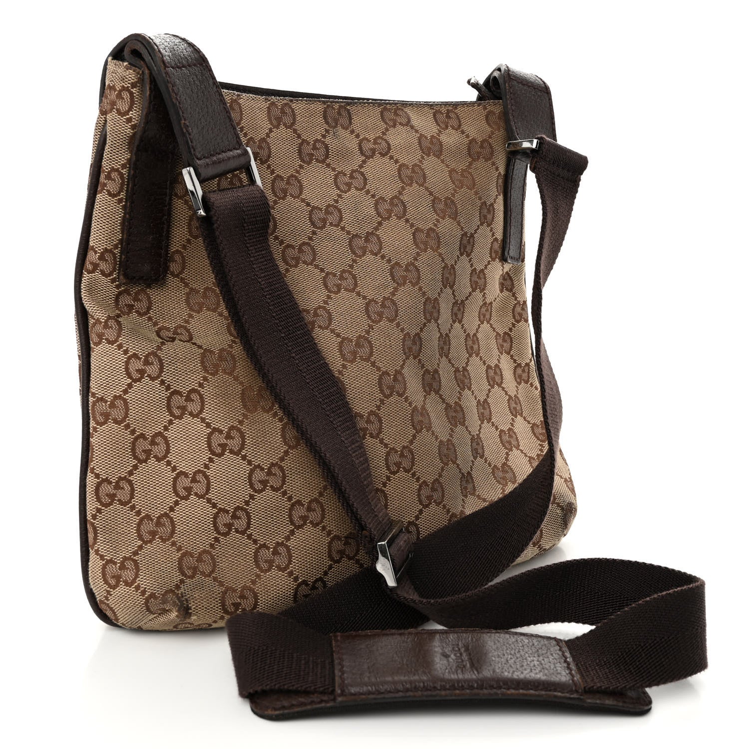 Gucci Monogram Flat Messenger Bag Dark Brown 3 of 9