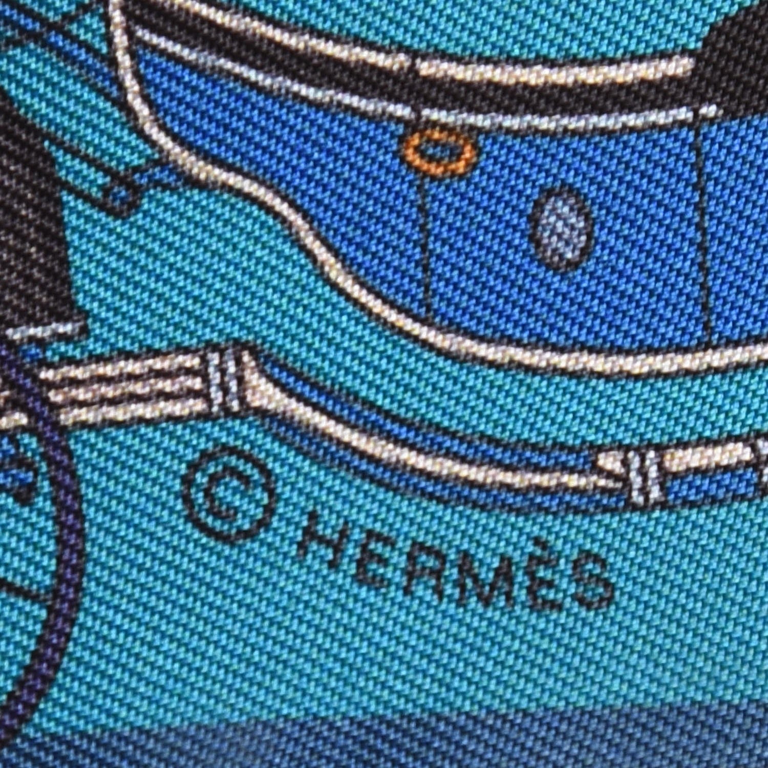 Hermes Silk Voitures Nouvelles Twilly Bleu Roy Canard Black 4 of 5