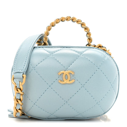 Chanel Lambskin Quilted CC Bubble Vanity Case With Chain Light Blue 1 of 10