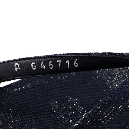 Chanel Cotton SIlk Crystal CC Thong Sandals 36.5 Dark Blue Silver 9 of 10