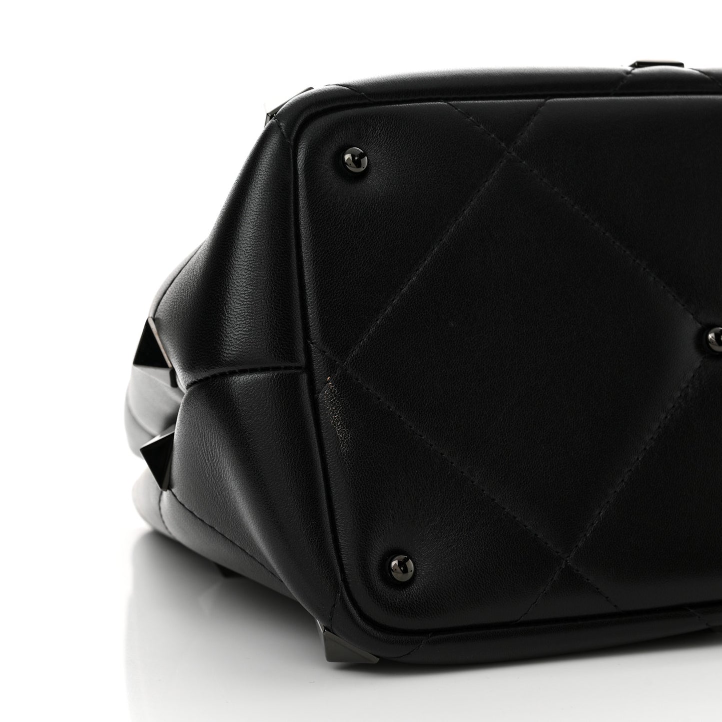 Nappa Monochrome Roman Stud The Handle Bag Black