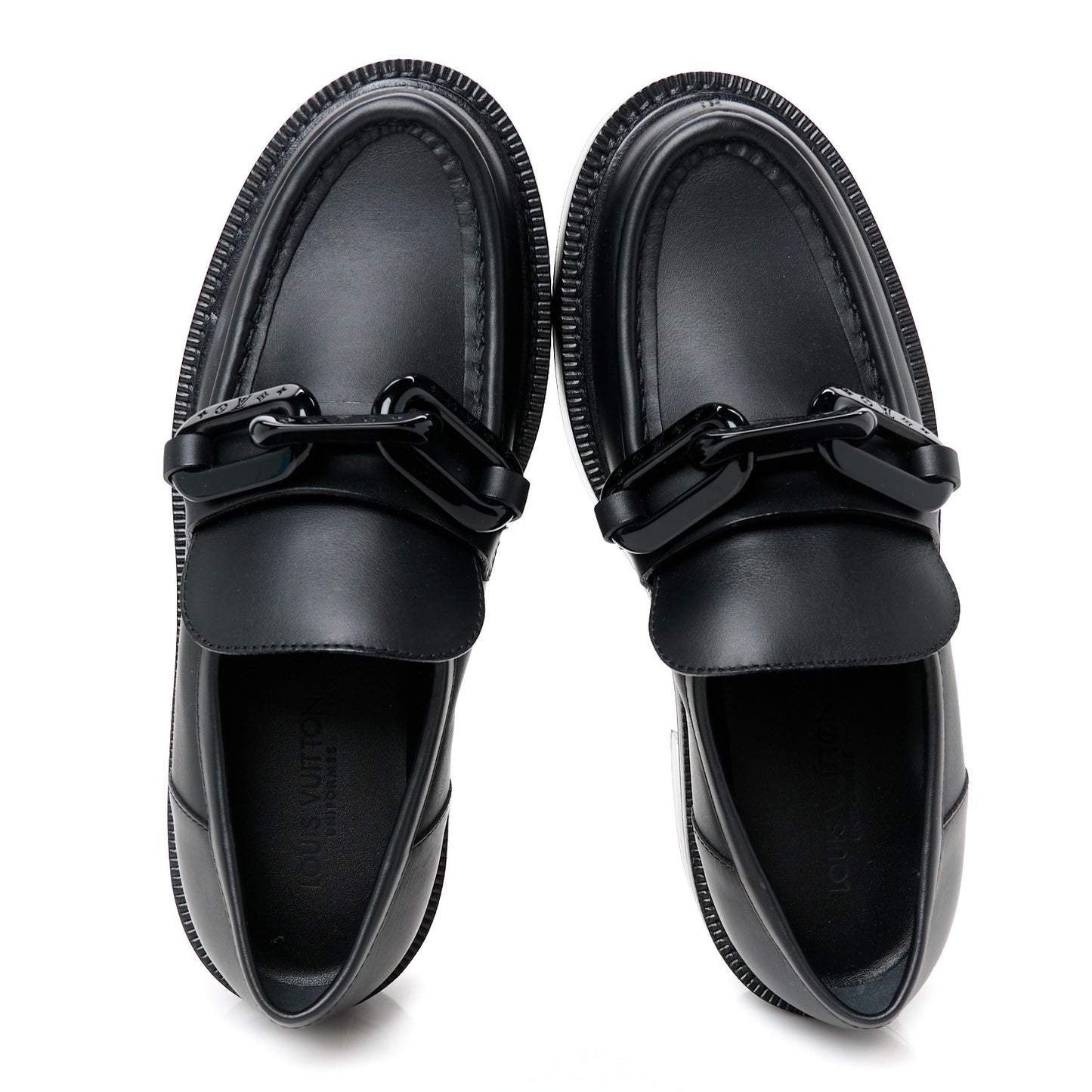 Calfskin Oversized Chain Academy Loafers 37 Black