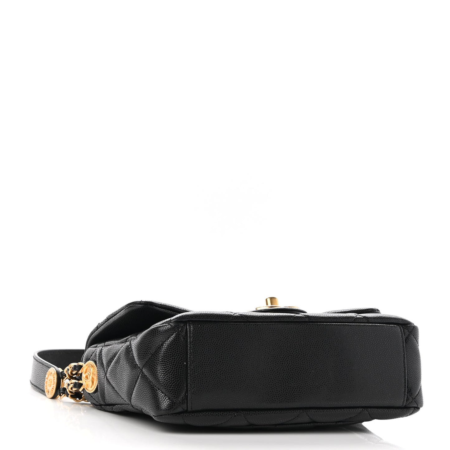 Caviar Quilted Small Twist Your Buttons Flap Black