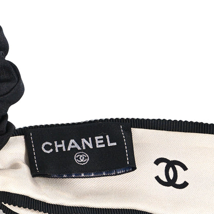 Chanel Silk Logo Hair Tie Ivory Black 3 of 4
