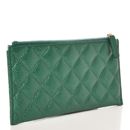 Chanel Metallic Caviar Quilted Classic Zip Pouch Green 11 of 16