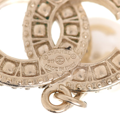 Chanel Crystal Pearl CC Drop Earrings Gold 4 of 5