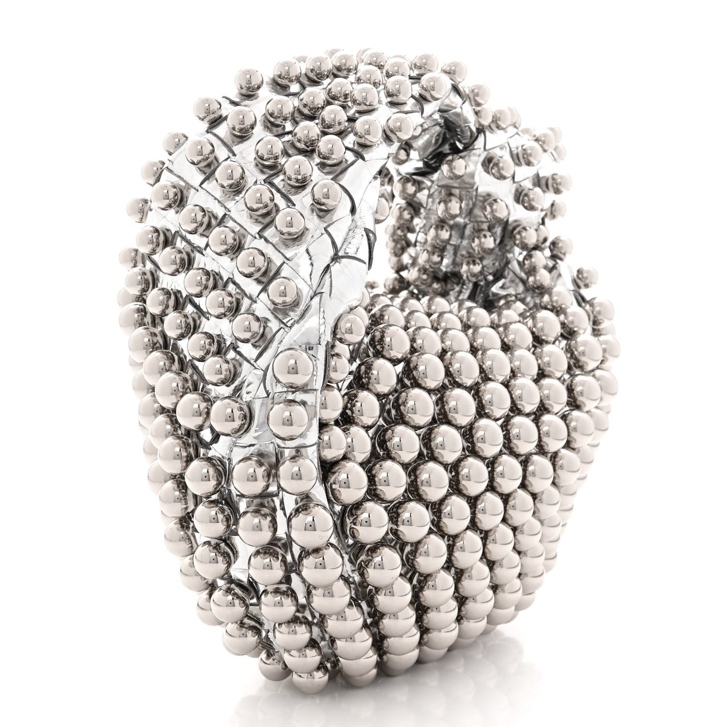 Metallic Nappa Studded Intrecciato Mini Jodie Silver
