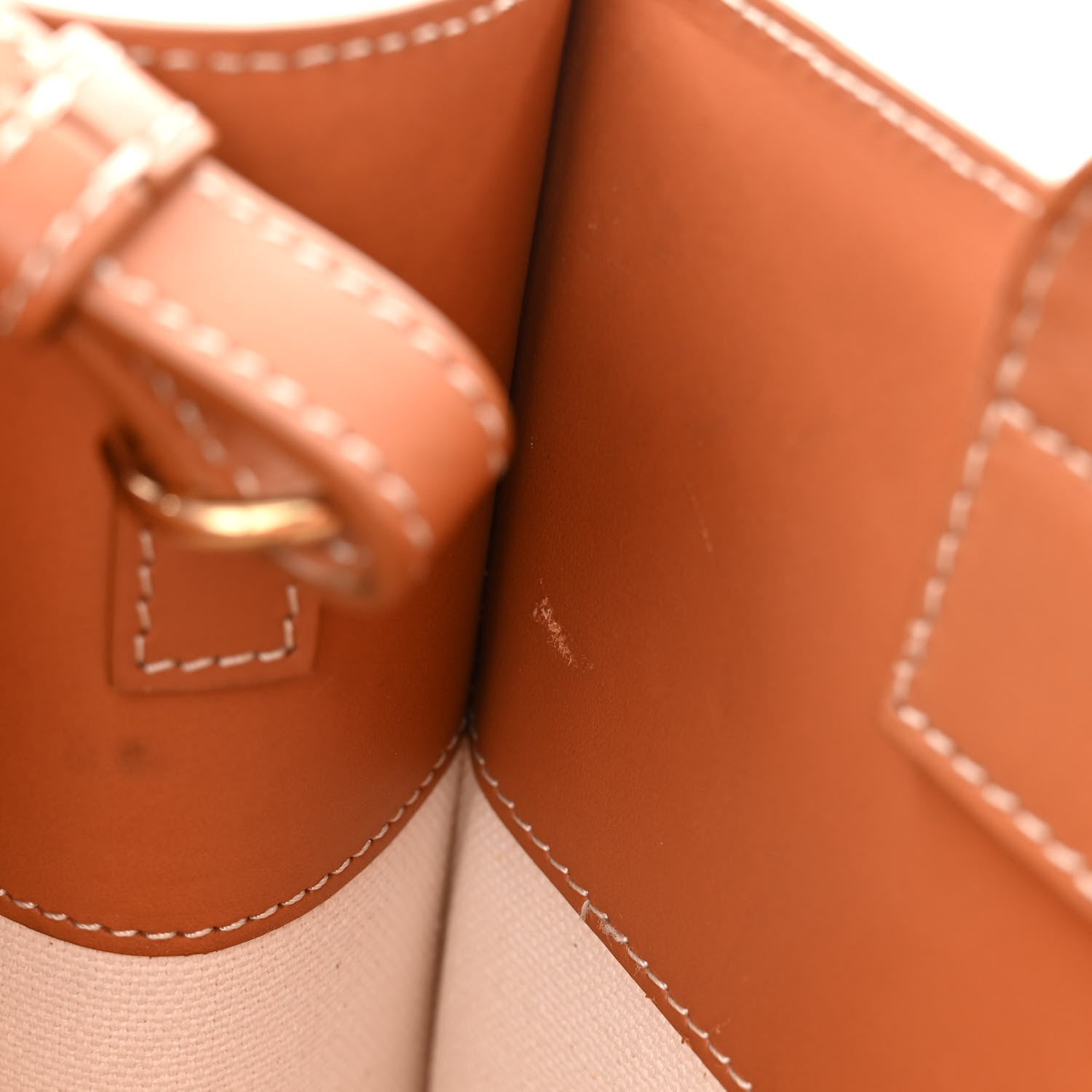 Celine Canvas Calfskin Logo Print Small Vertical Cabas Natural Tan 12 of 15